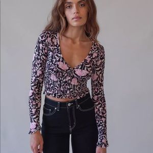 UO Bayside Smocked Button-Front Blouse